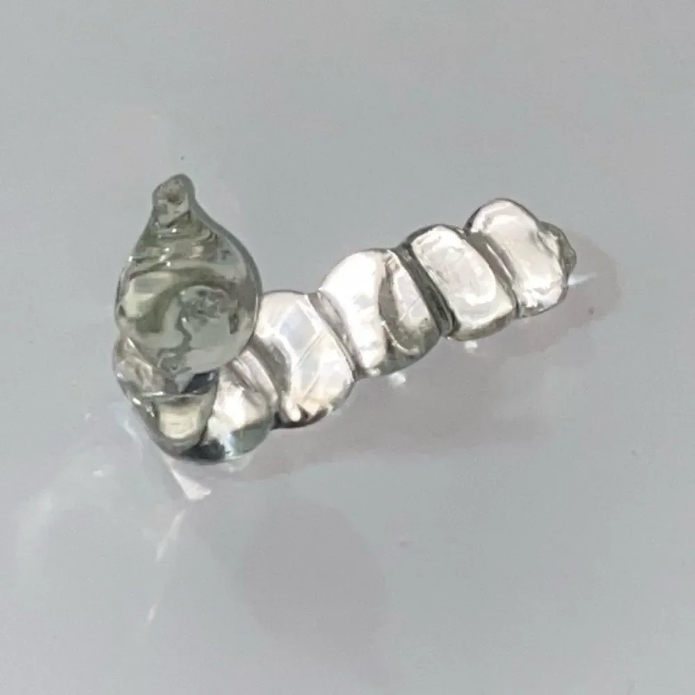 VTG, Hand Sculpted Clear Glass Cristal Caterpillar Figurine Reptile Decor-Clear
